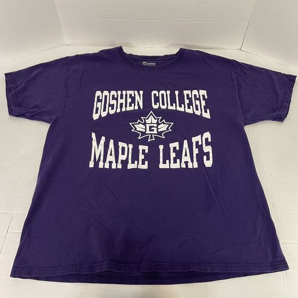 Goshen College Maple Leafs Graphic T Shirt, Large, Champion, Purple - Picture 5 of 8